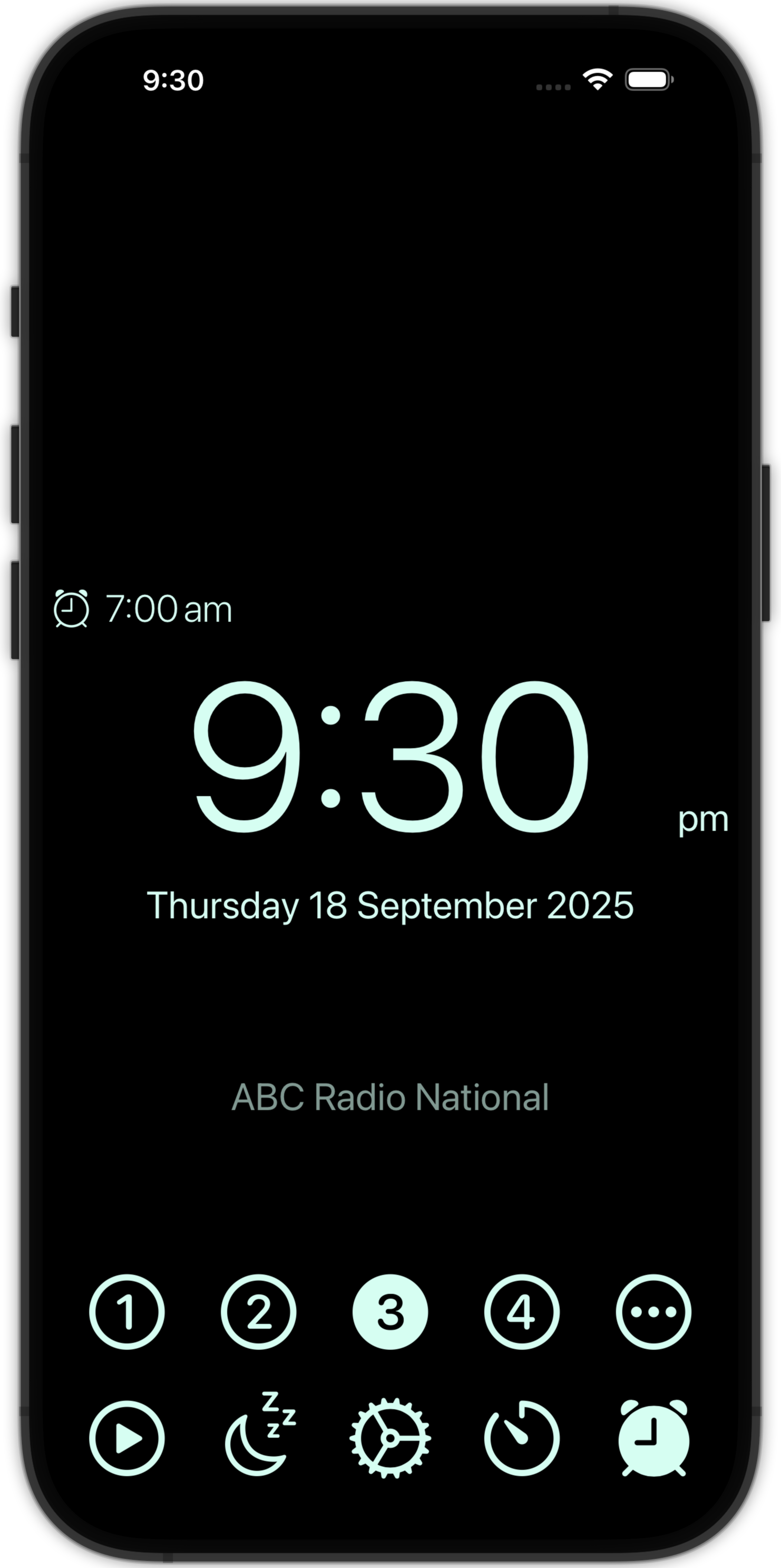 Bedside Radio main screen